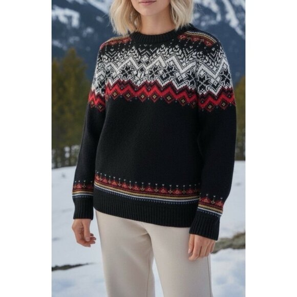 Dale of Norway Wool Sweater Womens Size 12 Fair Isle USA Olympic Tag Snowflake - Picture 1 of 12